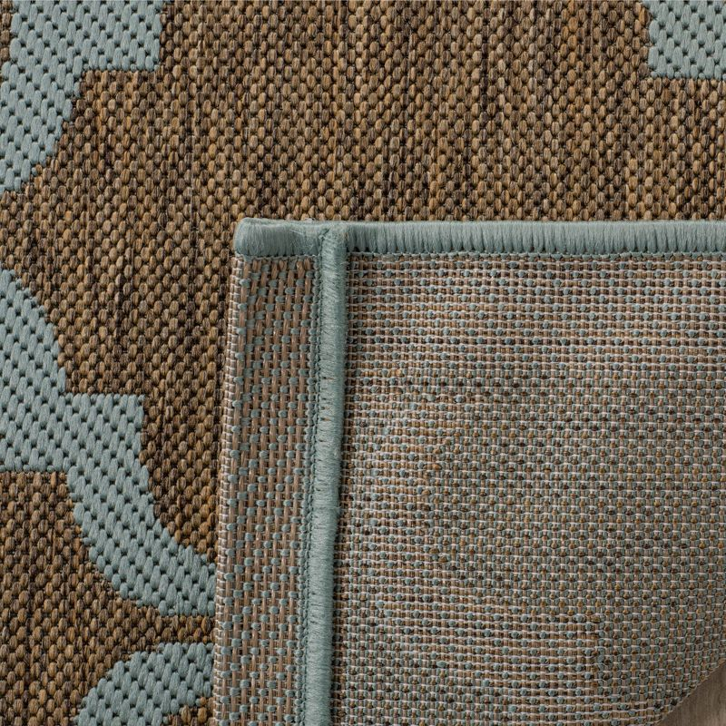 Courtyard CY6009 Power Loomed Indoor and Outdoor Area Rug - Brown/Aqua - 5'3"x7'7" - Safavieh
