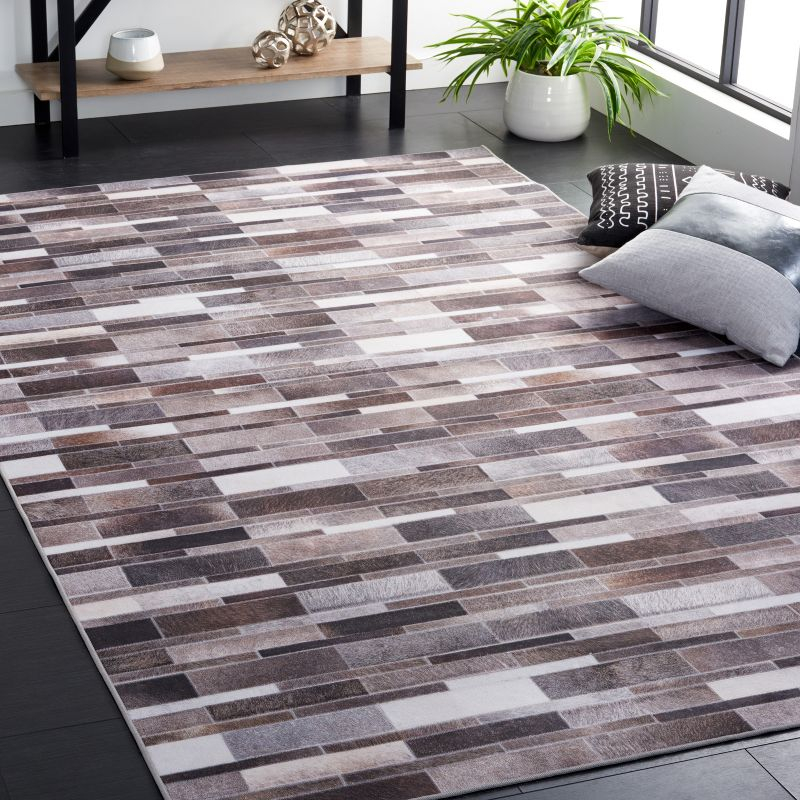 Faux Hide FAH542 Power Loomed Machine Washable Area Rug - Ivory/Grey - 3'x5' - Safavieh.