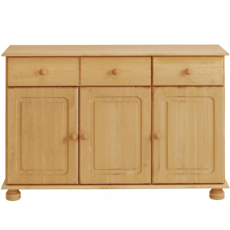RealRooms Chester Sideboard with 3 Drawers and 2 Cabinets, Stained Brown