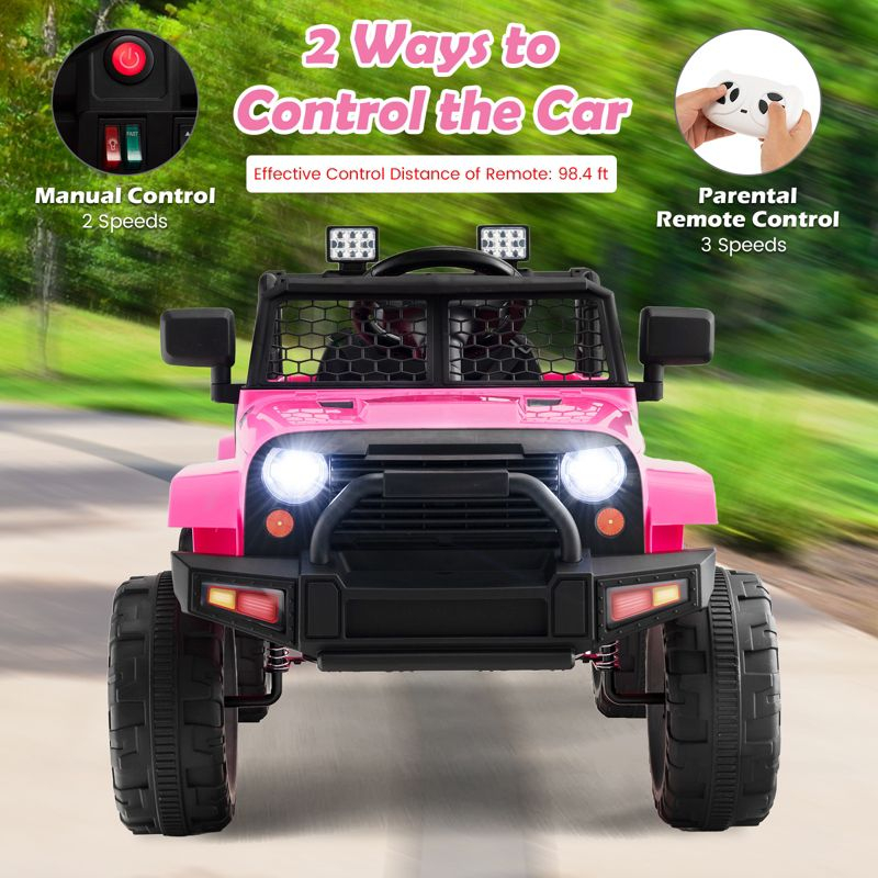 Costway 12V Kids Ride On Car Electric Vehicle Jeep with Parental Remote Music Horn Headlights Slow Start Function Pink