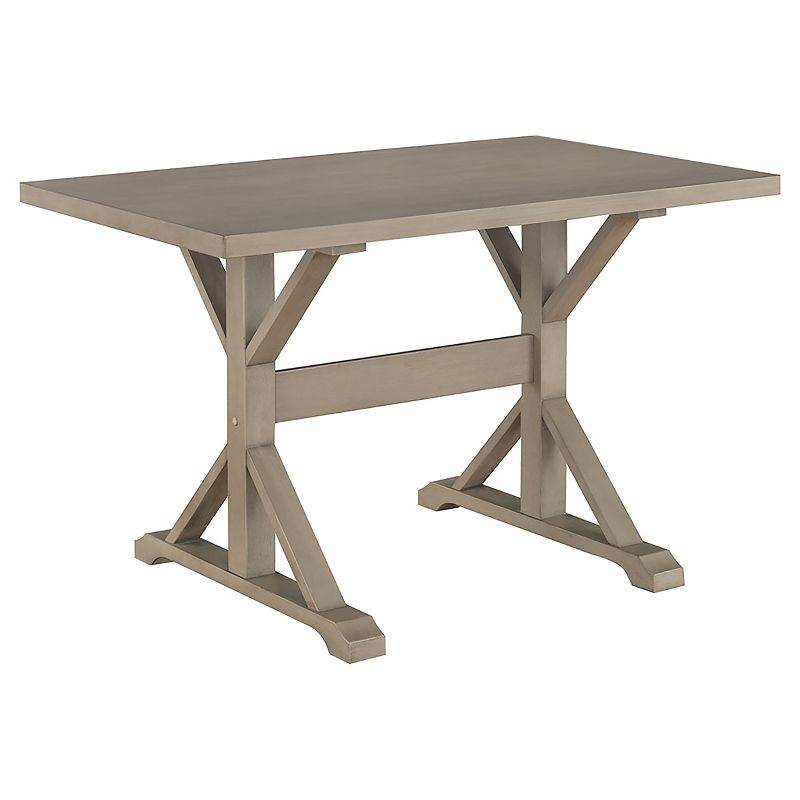 Carolina Living 48" Florence Trestle Dining Table Weathered Gray: Mid-Century Modern, MDF & Wood Veneer, Seats 4