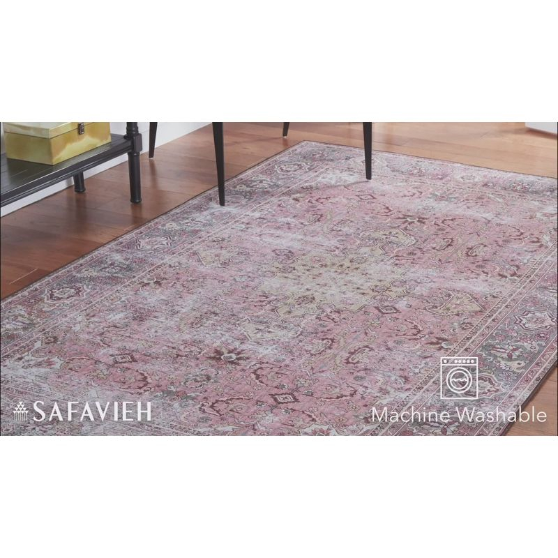 Tucson TSN144 Power Loomed Machine Washable Area Rug - Pink/Beige - 6'x6' - Safavieh.