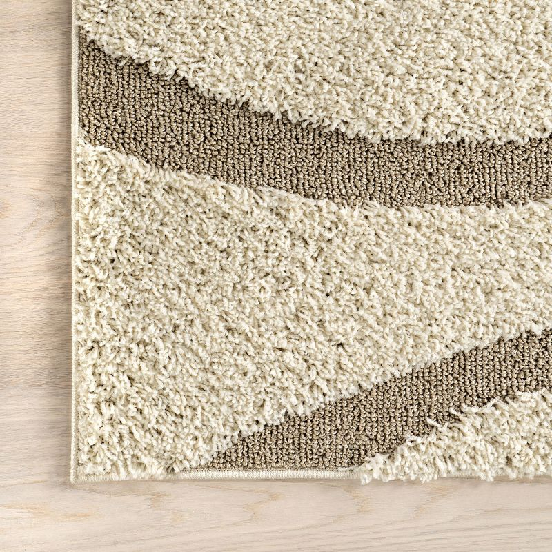 Nuloom Carolyn Abstract 6 Square Shag Indoor Area Rug for Living Room Bedroom Dining Room Nursery, Cream/Beige
