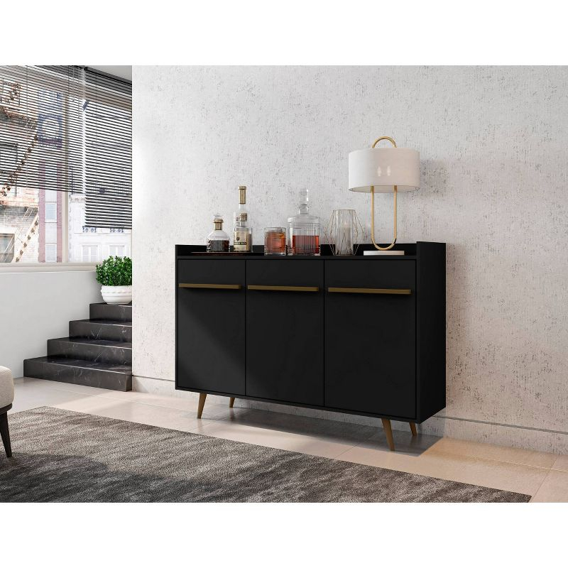 53.54" Bradley Buffet Stand Black - Manhattan Comfort: Mid-Century Modern Storage Console