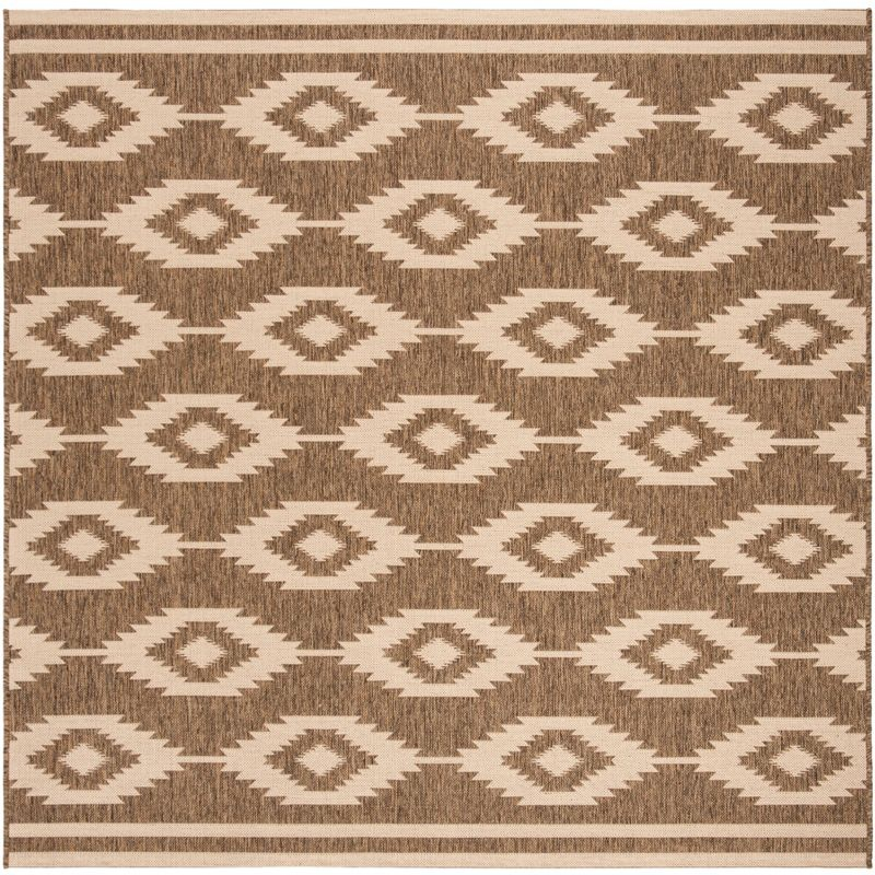Beach House BHS171 Power Loomed Indoor/Outdoor Area Rug - Cream/Beige - 6'7"x6'7" - Safavieh