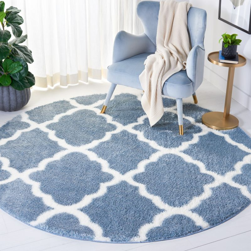 Tahoe Shag THO675 Power Loomed Area Rug - Blue/White - 6'7" round - Safavieh.