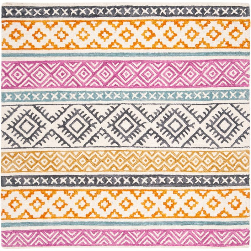 Micro-Loop MLP552 Hand Tufted Area Rug - Ivory/Rust - 5'x5' - Safavieh.