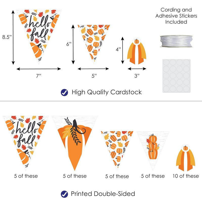 Big Dot of Happiness Fall Pumpkin - DIY Halloween or Thanksgiving Party Pennant Garland Decoration - Triangle Banner - 30 Pieces