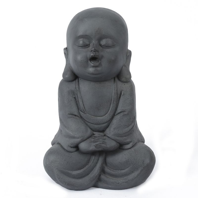 LuxenHome 16.3" LuxenHome Gray MgO Meditating Buddha Garden Statue