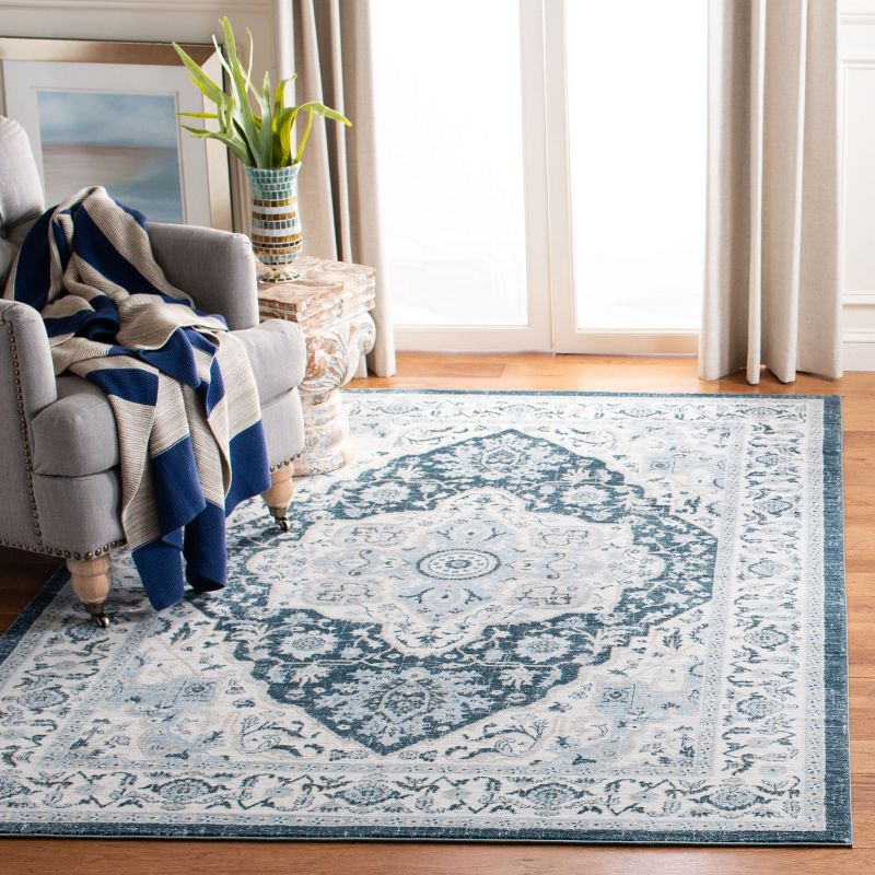 Isabella ISA936 Power Loomed Area Rug - Navy/Creme - 4'x6' - Safavieh