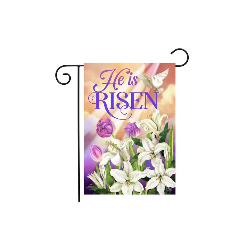 He Is Risen Lillies Easter Garden Flag 18" x 12.5" Briarwood Lane