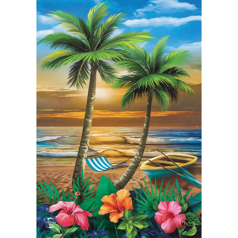 Briarwood Lane Sunset in Paradise House Flag Nautical Tropical Palm Trees 28" x 40"