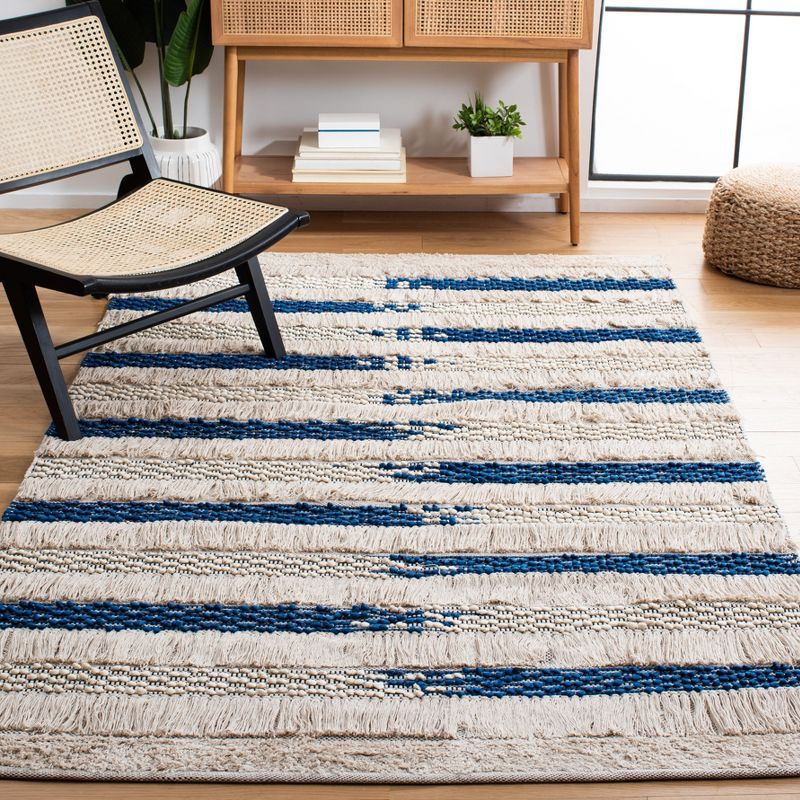 Natura NAT655 Hand Woven Indoor Area Rug - Beige/Navy - 9'x12' - Safavieh