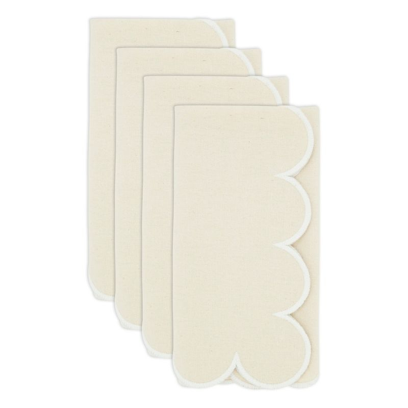 Saro Lifestyle Scalloped Hem Napkin (Set of 4), Beige, 20"x20"
