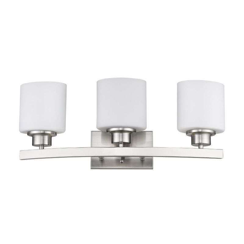 Chloe Lighting Aaliyah Contemporary 3 Light Brushed Nickel Bath Vanity Light Opal White Glass 23" Wide