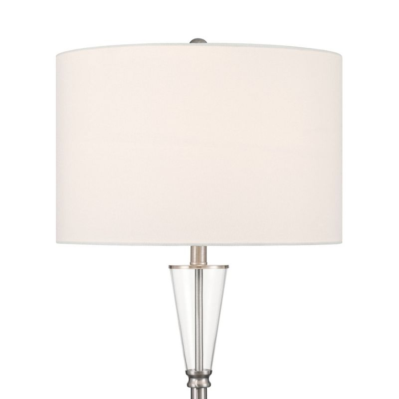 360 Lighting Shasta Modern 62 1/2" Tall Standing Floor Lamp Skinny Pole Silver Clear Glass Brushed Nickel Finish Living Room Bedroom House Reading