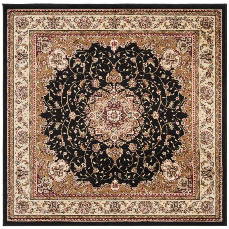 Lyndhurst LNH329 Power Loomed Area Rug - Black/Ivory - 6'x6' - Safavieh