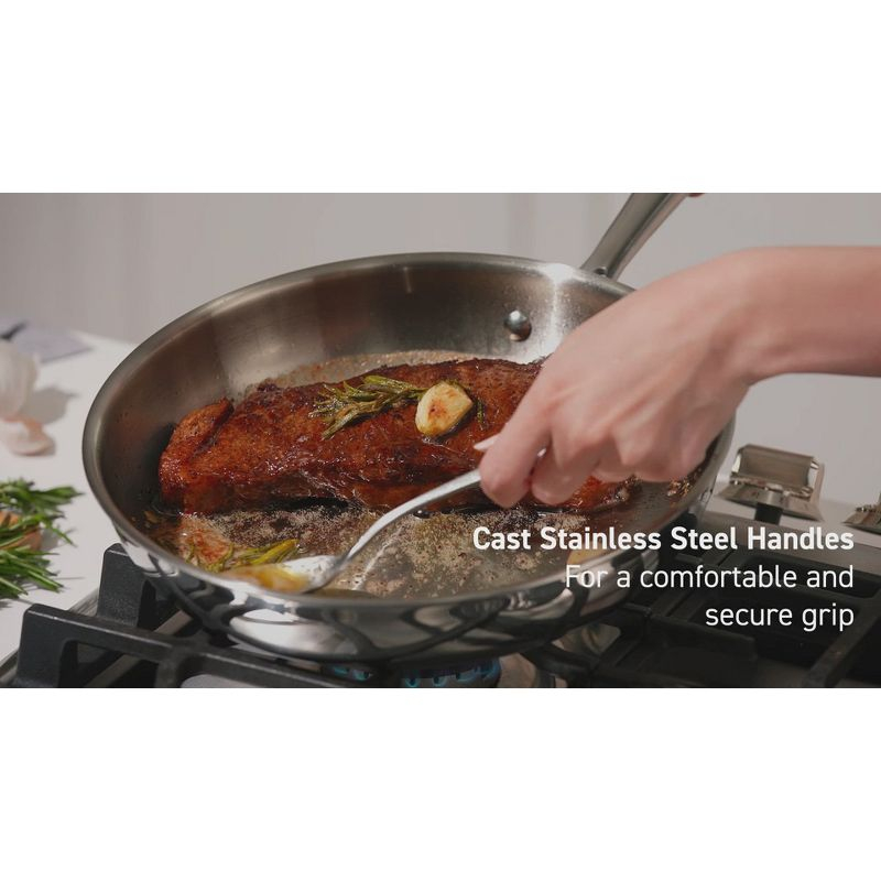 T-fal Pro Tri-Ply Stainless Steel, 10 Piece Cookware Set, Silver