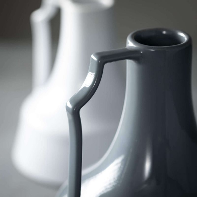 Sullivans Slim Handled Ceramic Jar Set of 2, 8.5"H & 6.5"H Gray