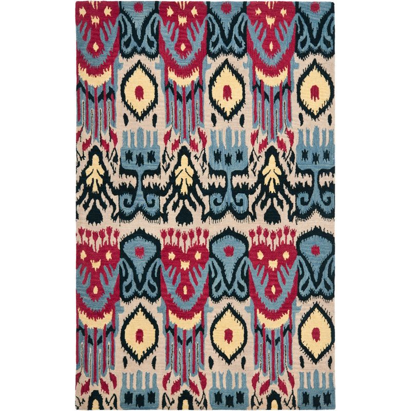 Ikat IKT466 Hand Tufted Area Rug - Beige/Blue - 5'x8' - Safavieh.