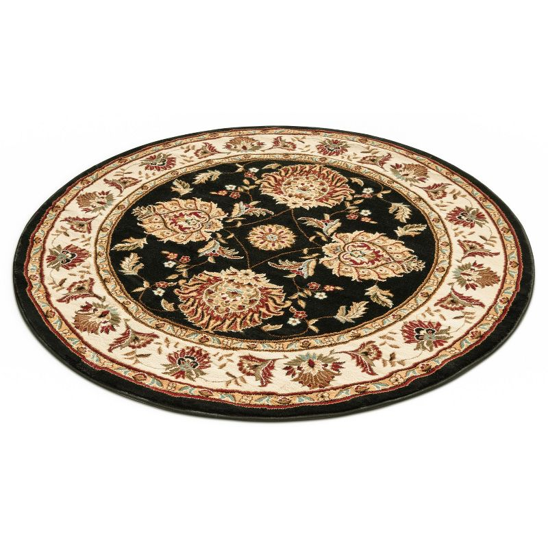 Well Woven Sultan Sarouk Oriental Persian Floral Formal Traditional Modern Classic Thick Soft 7'10" Round Black Area Rug