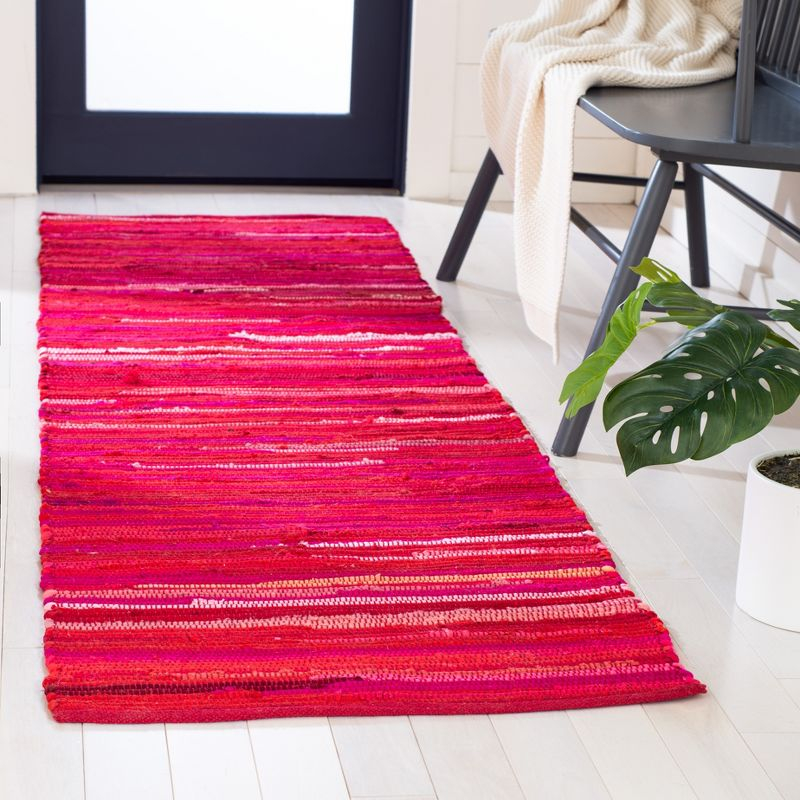 Rag Runner Rug RAR130 Hand Woven Runner Rug - Red/Multi - 2'3"x8' - Safavieh.