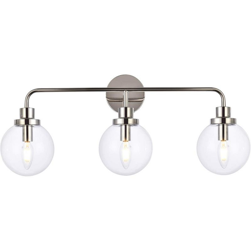 Elegant Lighting Hanson 3 lights bath sconce in polished nickel with clear shade