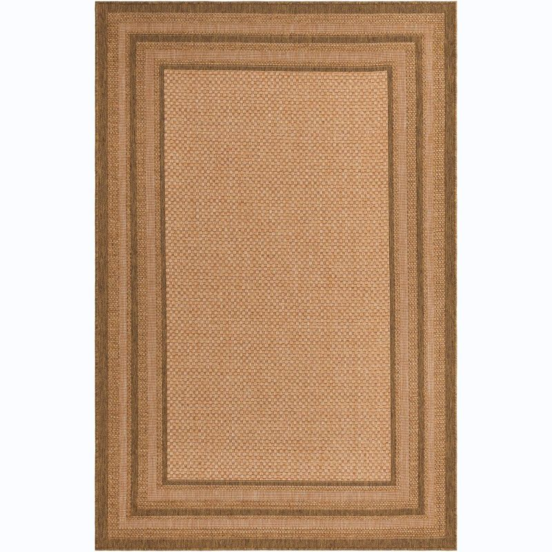 Unique Loom 5' 3 x 8' 0 Tan Outdoor Border Multi Border Area Rug