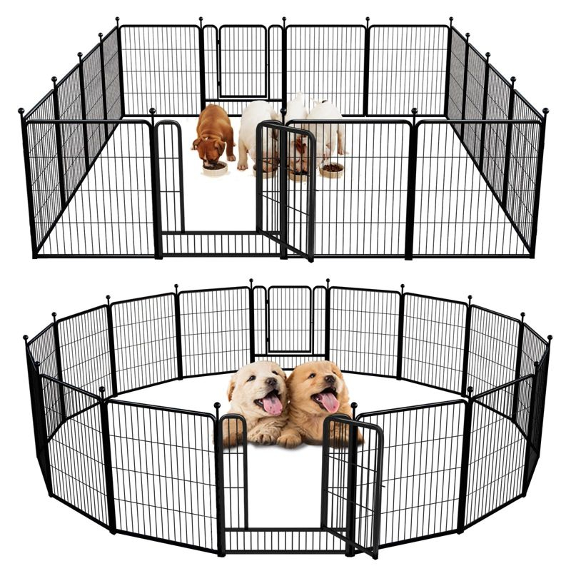 FXW Rollick Dog Playpen for Indoor, Yard, RV Camping, 32 inch 16 Panels for Small and Medium Dogs│Patented