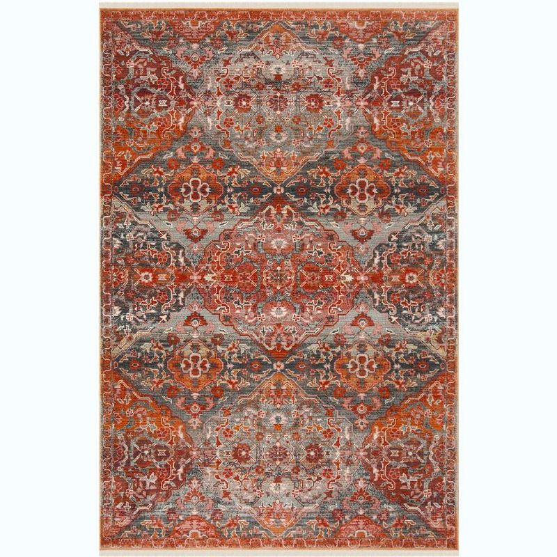 Vintage Persian VTP470 Power Loomed Indoor Area Rug - Aqua/Orange - 4'x6' - Safavieh.