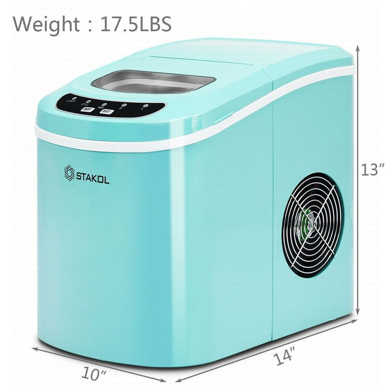 Stakol Portable Compact Electric Ice Maker Machine Mini Cube 26lb/Day Mint Green