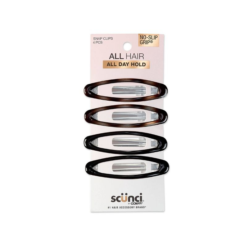 scünci No-Slip Grip Large Oval Snap Clips - Tortoise - All Hair - 4pcs