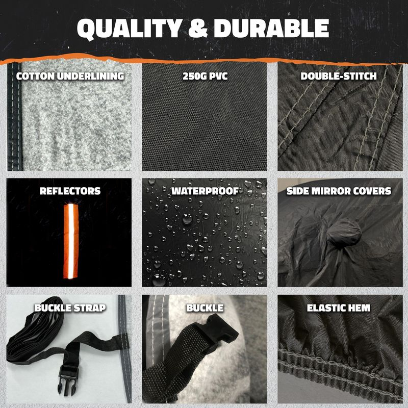 Mockins Heavy Duty Large SUV Car Cover - 200"x75"x75" - 250g PVC Cotton Lining