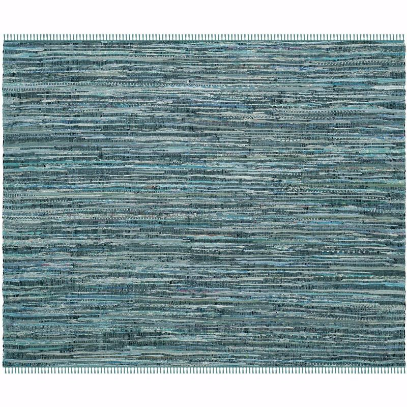 Rag Rug RAR127 Hand Woven Indoor Accent Rug - 4'x4' - Turquoise/Multi - Safavieh