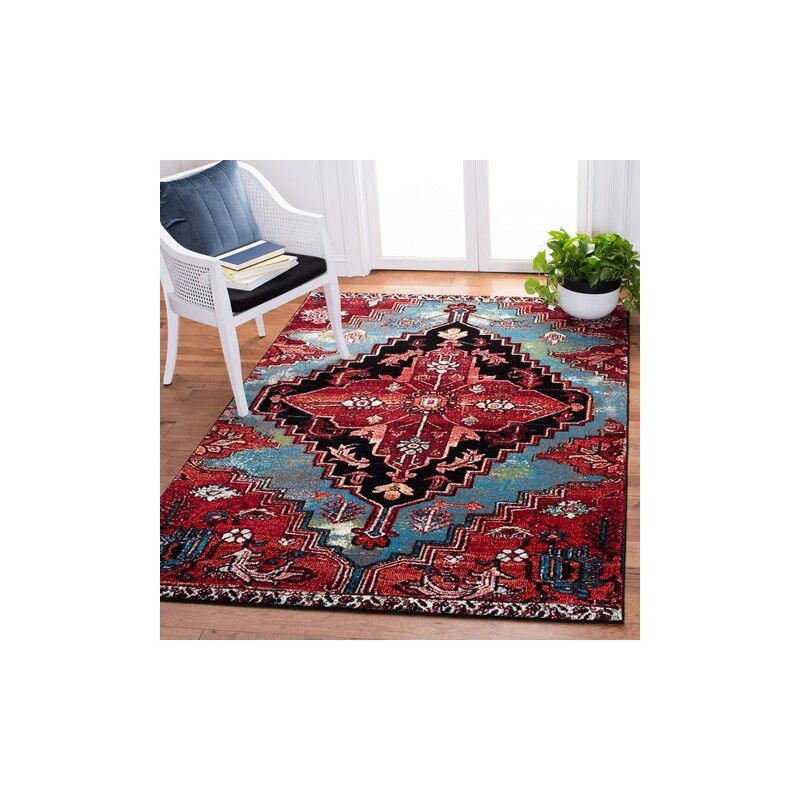 Vintage Hamadan VTH248 Power Loomed Indoor Accent Rug - Blue/Red - 2'7"x5' - Safavieh