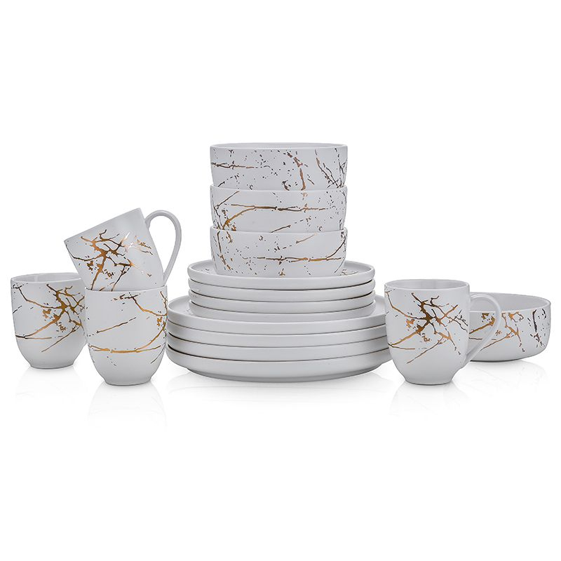 Stone Lain Zora 32-Piece Porcelain Dinnerware Set, Service for 8, White
