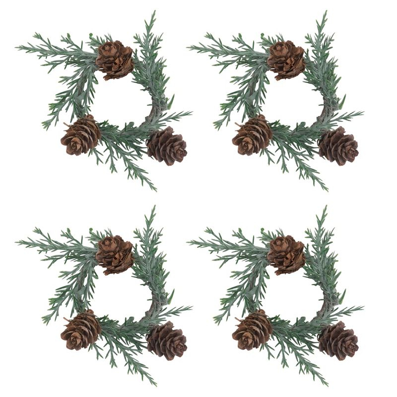 Saro Lifestyle Pine Cone Napkin Ring, Green (Set of 4)