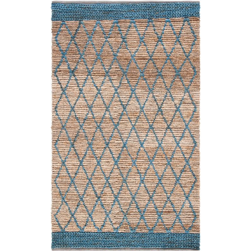 Natural Fiber NF951 Hand Loomed Area Rug - Natural/Navy - 4'x6' - Safavieh.