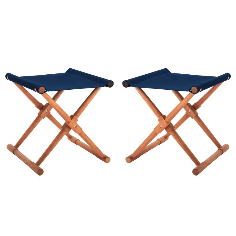 Breanne Stool Indoor/Outdoor (Set Of 2) - PAT7053 - Natural/Navy - Safavieh