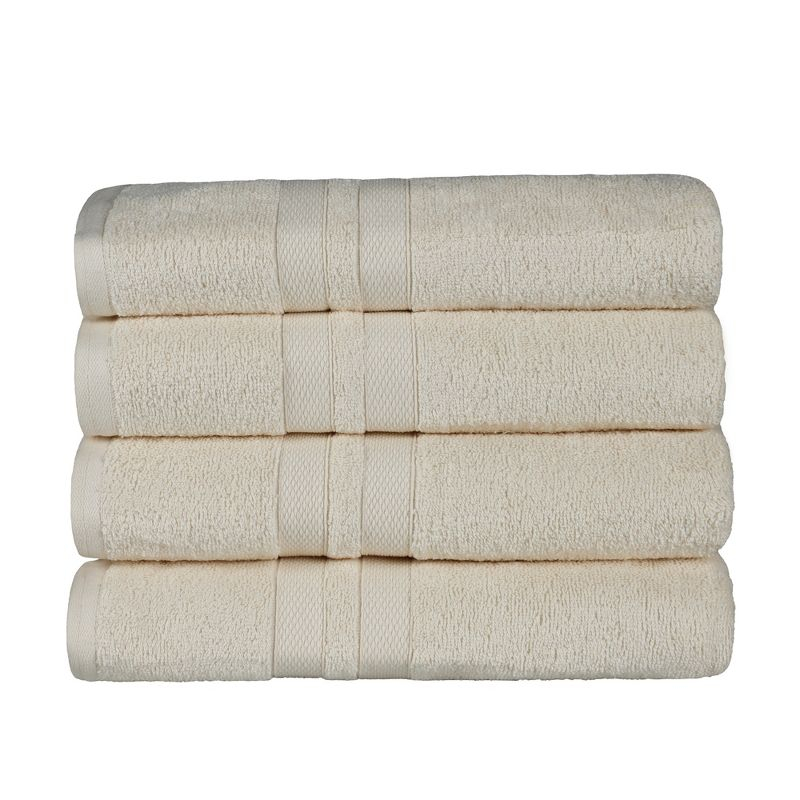 Ultra-Soft Cotton Solid Bath Towel Set of 4, Ivory - Blue Nile Mills