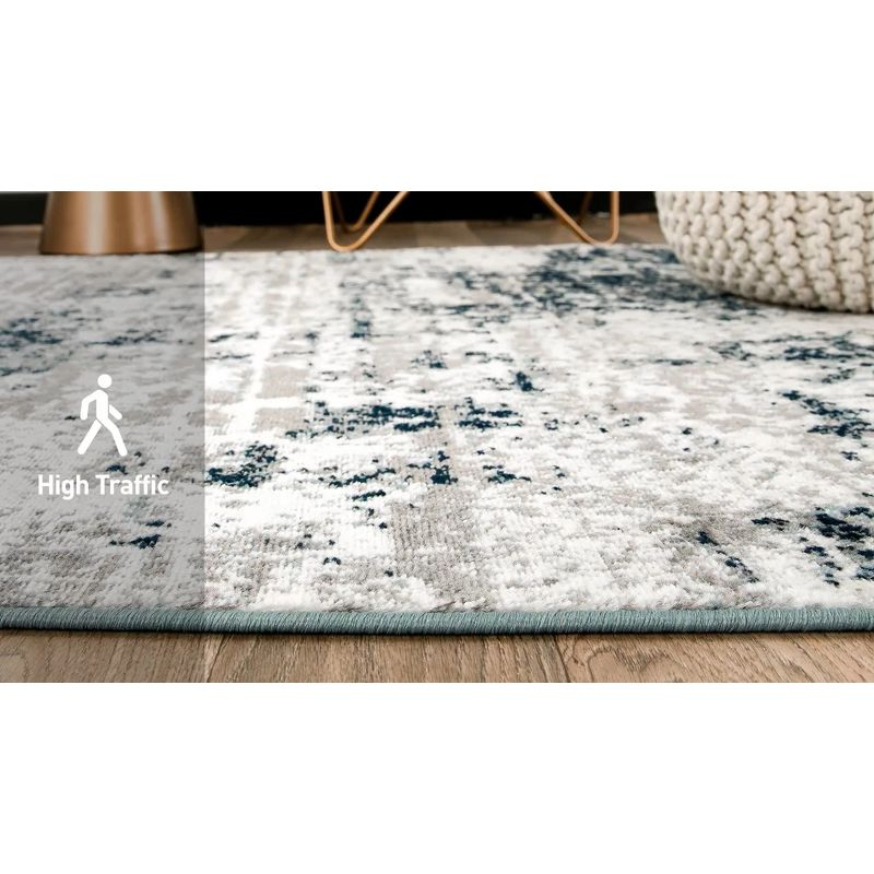 World Rug Gallery Distressed Abstract Area Rug - Blue 2'7"x4'