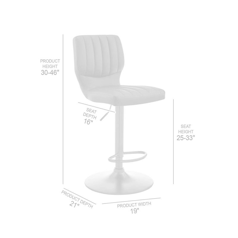 Bardot Adjustable Barstool with Faux Leather Metal Finish Black/Red - Armen Living: Swivel, Hydraulic Lift, 360-Degree