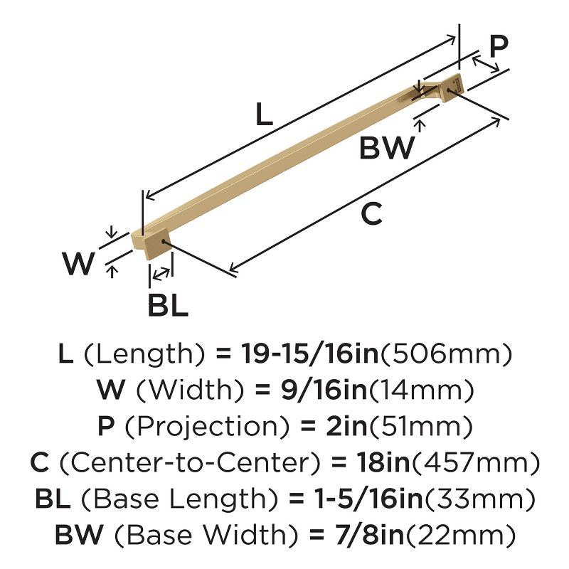 Amerock Westerly 18 inch (457mm) Center-to-Center Champagne Bronze Appliance Pull