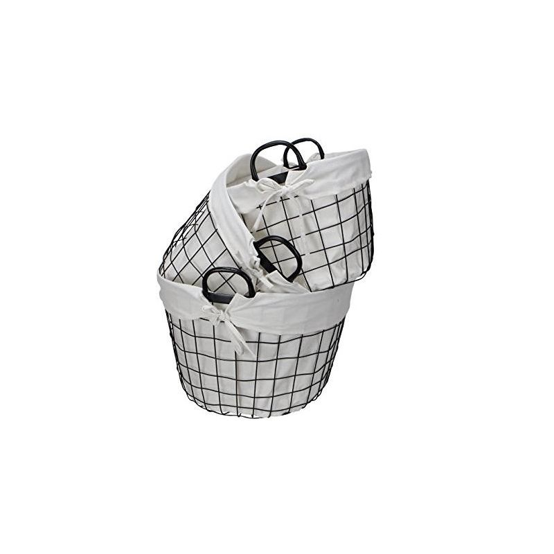 Cheung's Esker Set of 3 Lined Metal Wire Oval Baskets