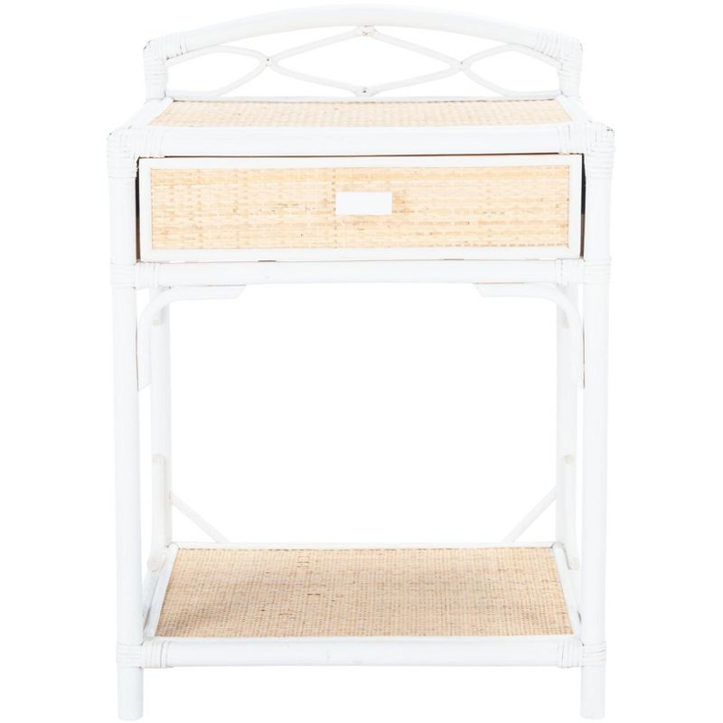 Roya 1 Drawer 1 Shelf Nightstand - NST4005 - White/Natural - Safavieh