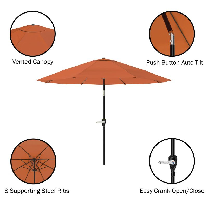 Pure Garden 10 Ft Patio Umbrella with Base, Orange