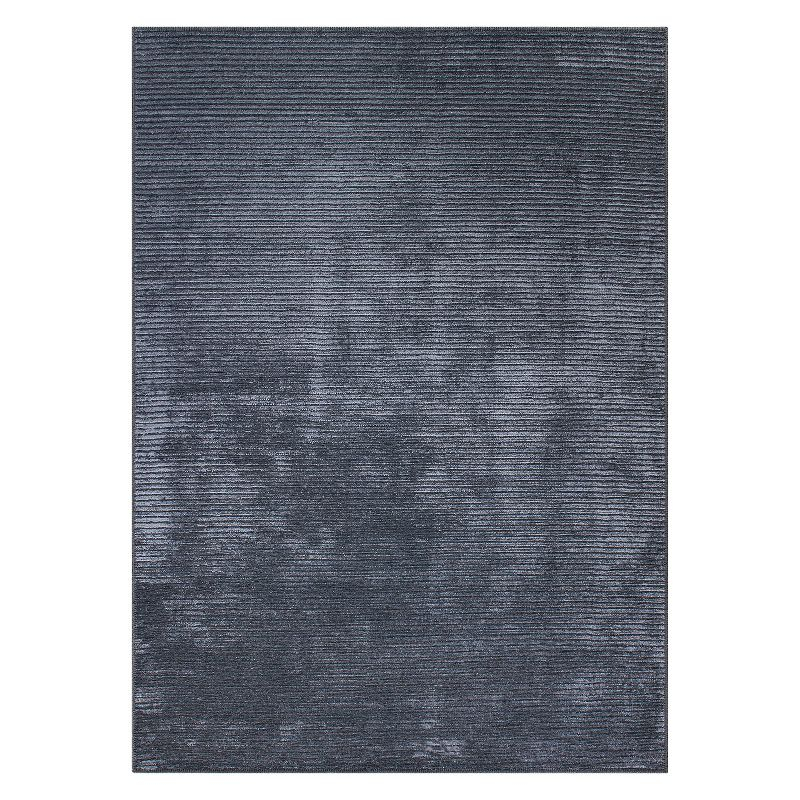 World Rug Gallery Contemporary Distressed Stripe Machine Washable 7'7"x9'6" Dark Gray Area Rug:  Stain-Resistant Flat Pile