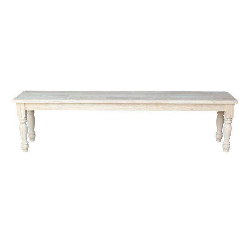 72" Shaker Style Bench with Turned Legs Unfinished - International Concepts: Solid Wood, Entryway Seating