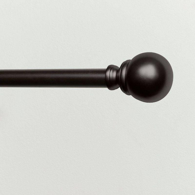 120"x66" Adjustable Sphere Curtain Rod & Finial Set Matte Bronze: 120 Inch, Iron, Single Rod, Exclusive Home