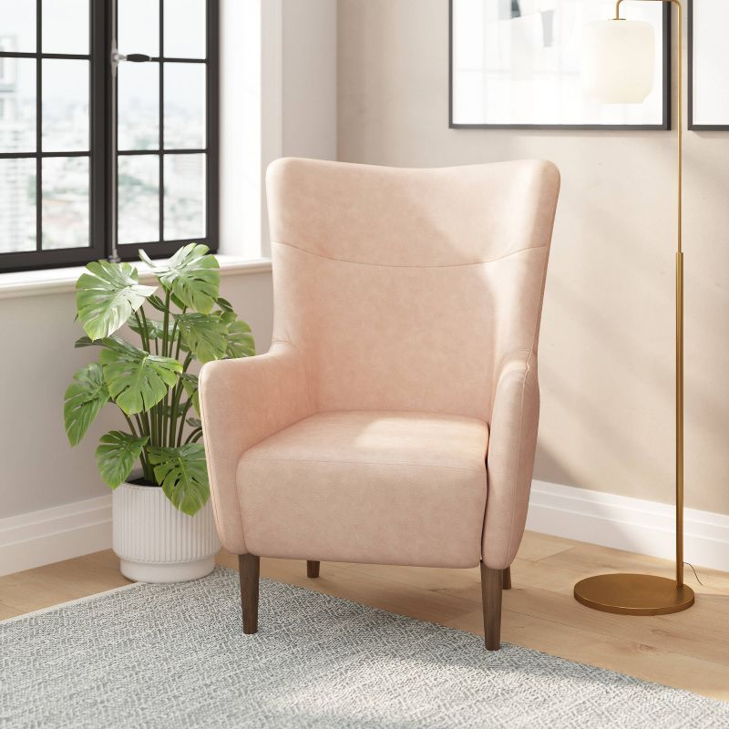 Taylor & Logan Reggie Wingback Chair: Faux Leather, Wood Frame, 300 lbs Capacity
